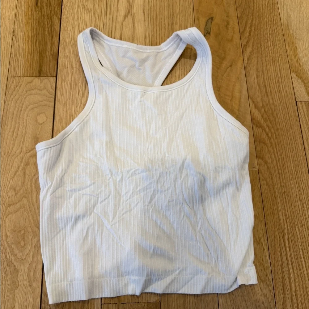 Lululemon White Ribbed Tank Top - Picture 2 of 2
